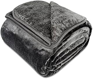 Gräfenstayn® Przytulny koc kaszmirowy w dotyku, puszysty i super miękki, koc polarowy, do salonu, narzuta na sofę, kanapę, antracyt, 220 x 240 cm