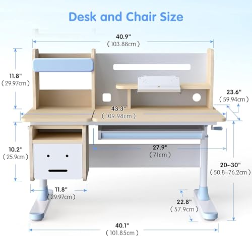 image for FCD Wood Adjustable Height Kids Study Desk with Chair Drafting Table C