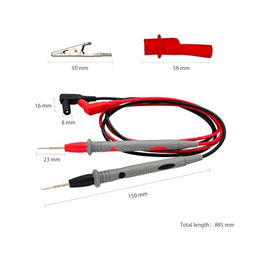 Image of with Threaded Alligator Clips, 4 mm Banana Test Lead Probe Clip Suitable for Most of Digital Multimeter Electronic, Clamp Meter Test Lead Cable Probe Red Black Replacement. (20 A)