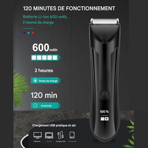 Tondeuse à barbe et épilateur intime étanche rechargeable pour le visage - 5