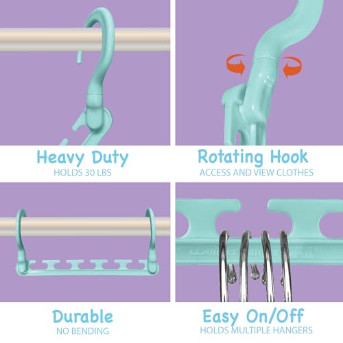 Image of Wonder Hanger Max 10-Pack Space Saving Hangers, Reinforced Hooks Swivels 360, Cascading Hanger, Teens, College Dorms, Kids & Closet Organizer, Assembled - Pastel Blue