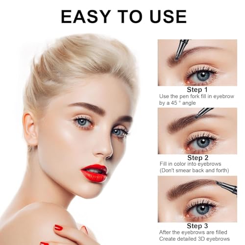 2 Stück Microblading Augenbrauenstifte, Upgraded 3D Augenbrauenstifte Wasserfest, Langlebig, Natürlich, Feiner, ein Magischer Eyebrow Pencil Kann Leicht Natürliche Augenbrauen (Dunkelbraun*2)