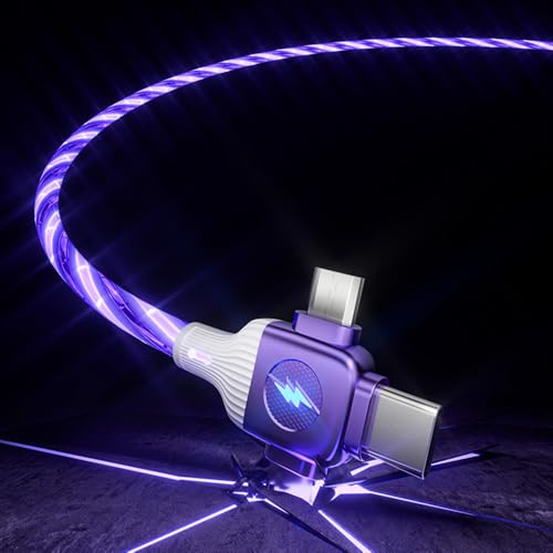 Chargeur 6 en 1 multi-ports AYI câble Type C et USB A violet lumineux