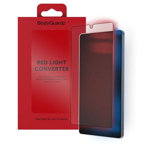 Image of BodyGuardz Red Light Converter Screen Protector - Passive Red Light Therapy for Face - Promotes Better Sleep, Healthier Skin, Reduced Eye Strain - 9H Tempered Glass, Easy Install (Galaxy S26 Ultra)
