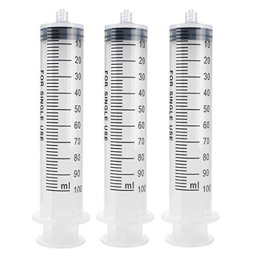 3 Pack 100ml Syringes luer Lock, Large Plastic Syringe for Scientific Labs