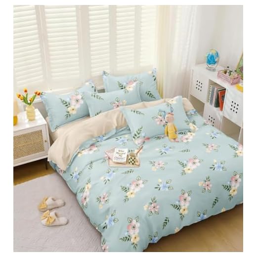 Harbell Home 200 GSM Cotton 400 TC Printed Double Bed Reversible AC Comforter with Matching Bedsheet and 2 Pillow Covers - All Seasons Lightweight for All Weather/Season - 90x100 Inches, Design4