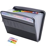 Clasificador de documentos, Klsoale Archivador clasificador, clasificador A4 con 13 compartimentos y cierre de cremallera y etiquetas adheridas de trillador escolar, ideal para uso en el hogar, la
