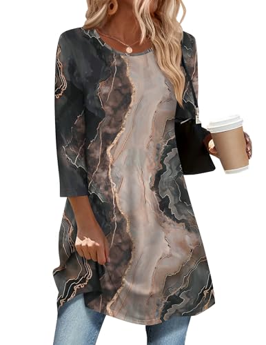 Image of Zeagoo Women Tops 3 /4 Sleeve Dressy Casual Plus Size Tunics Loose Blouses