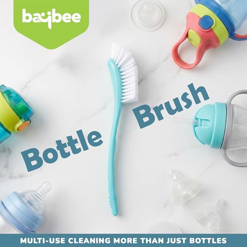 Image of Baybee 2 in 1 Premium Baby Feeding Bottle Cleaning Brush | Easy to Hold Nylon Feeding Bottle Cleaner Brush | Infant Nipple Cleaning Teat Brushes | Baby Bottles Cleaning Brushes (Blue)