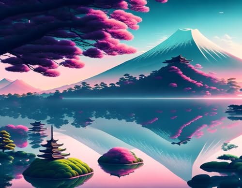 Toile paysage japonais 58 x 90 cm pour salon zen