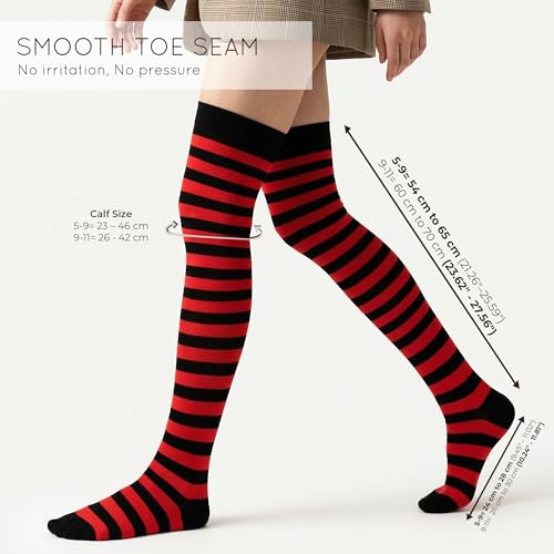 Image of Mysocks Unisex Over the Knee Socks | Stripe Design| Combed Cotton| Hand Linked Toe | Soft Latex Band