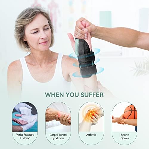 Wrist Support Brace Right Hand with Adjustable Breathable Wrist Strap Wrist Brace Wrist Protectors with Metal Splints for Carpal Tunnel Syndrome, Arthritis and Tendonitis, S5.1-7.9in