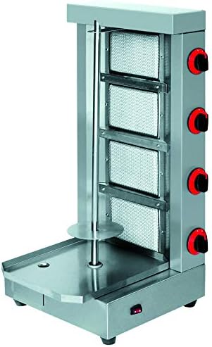 Stainless Steel Commercial 4 Zone Gas/Propane Combo Gyro Al Pastor Shawarma Machine Vertical Broiler w/Extra Skewer