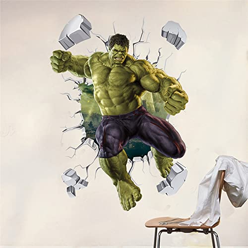 Aoligl Avengers Hulk Wall Stickers Diy Violent Muscle Monster Hulk Giant Wall Decal Children's Cartoon Bedroom Background Wall Decoration Self-Adhesive Wall Sticker (Size 17.7 * 23.7 Inch) #TOP1