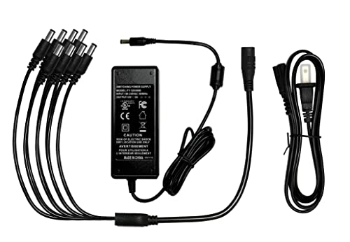 Analog Cctv Security Camera Power Adapter With 8-Way Splitter, 12V 5A Power Supply, Ul Listed, Compatible With Hikvision, Dahua, Lorex, Samsung, Q-See, Night Owl, Swann And Annke Coax Camera Systems #TOP18