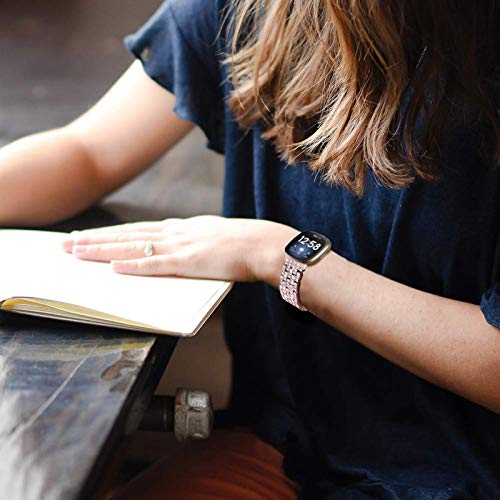 Compatible With Fitbit Versa 4 Bands For Women, Techcode Stainless Steel Band With Bling Rhinestone Bangle Metal Replacement Strap Fitness Jewelry Wristband For Fitbit Sense 2/Sense/Versa 4/Versa 3(Rose Gold) #TOP7