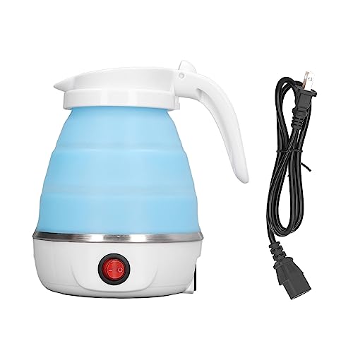 Folding Electric Kettle, 0.6L 400W US Plug 110V Slim Foldable Design for Travel Portable Hot Water Kettle (Blue)