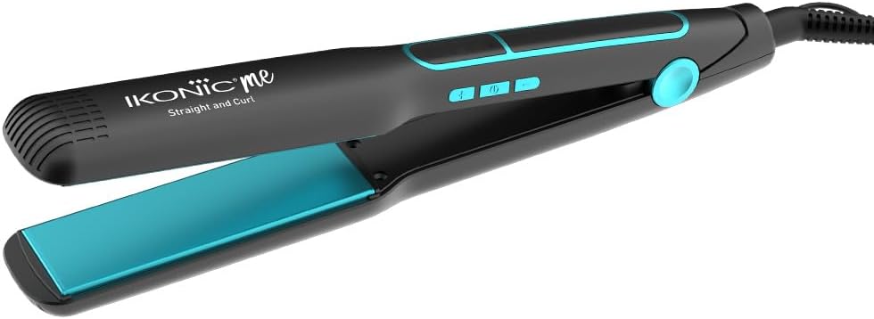 Ikonic 2 in 1 Straight n Curl Wide Hair Straightener (Wide - Black & Teal)