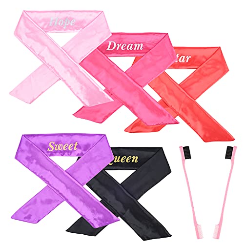 Lot de 5 foulards en satin de soie pour cheveux naturels de bébé avec 2 brosses Cover