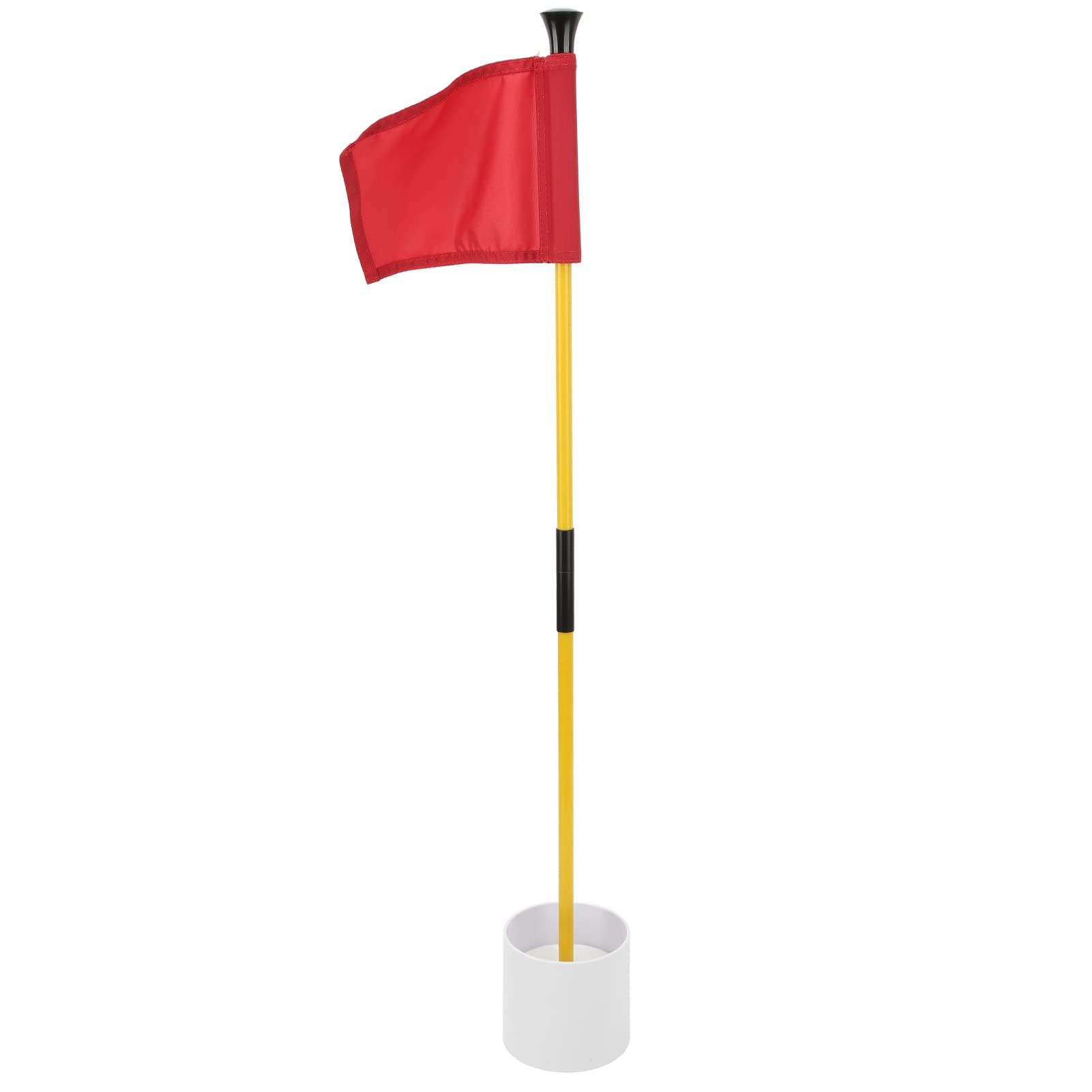 Ensemble de drapeaux pour trous de golf, tige de drapeau portable détachable en 2 sections pour mini green de putting, entraînement dans la cour avec trou de drainage et drapeau en (Rouge)