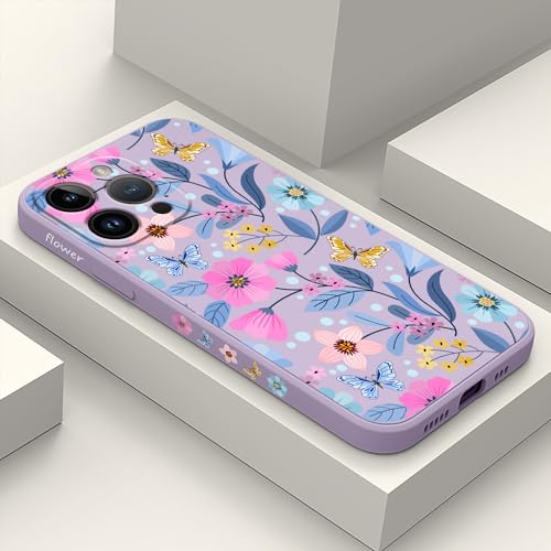 Coque iPhone 15 Pro Max motif floral pour un style violet élégant