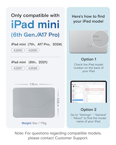 Image of MOFT Dynamic Folio Case for iPad Mini 2021 (6th Gen) & iPad Mini 2024 (A17 Pro), Slim Magnetic Tablet Case with Stand and Over 20 Viewing Angles, Auto Wake /Sleep Function - Cement