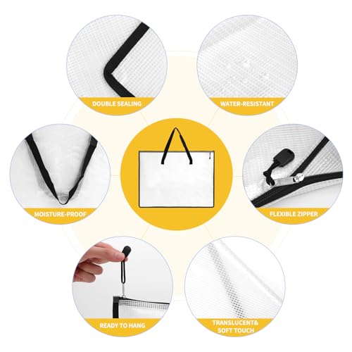 Image of EOOUT 4pcs 18.5x24.8 Inches Art Portfolio Bags, Portfolio Folder for Artwork, Posters Storage Bag with Zipper and Handle Mesh Folder Organizers for Poster, Scrapbook, Keepsake and Bulletin Board