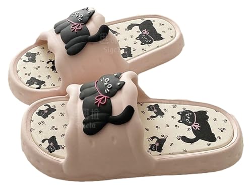Open Toe Platform Sandals Lovely Cartoon Cat Pattern Slippers Soft Slide Slippers for Women Comfortable Indoor Outdoor Shoes