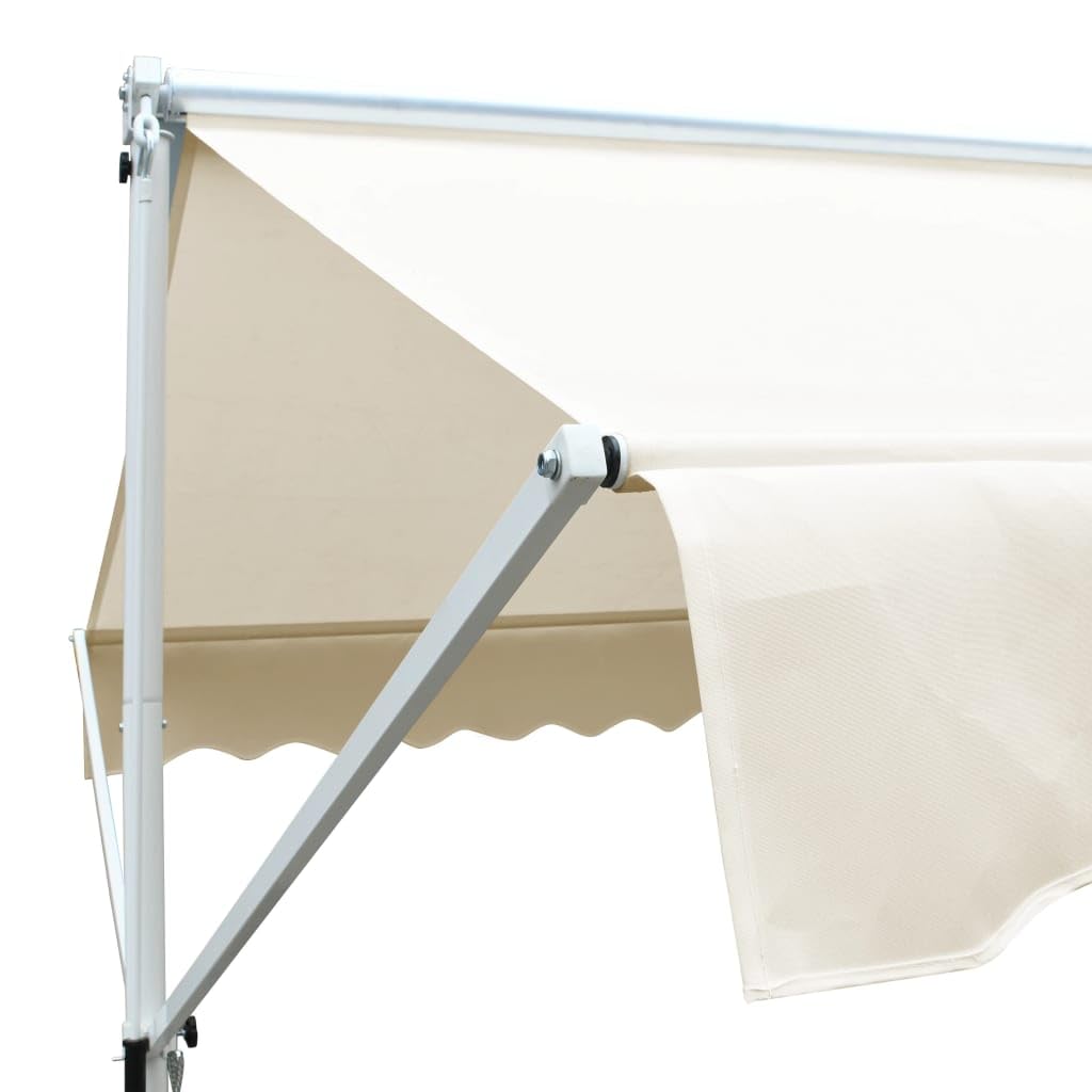Festnight Store Double Pente 5 x 3 m Store Banne Autoportant Double Pente à Manivelle pour Terrasse et Jardin Auvent autoportant,Anti-UV-Crème-5 x 3 m