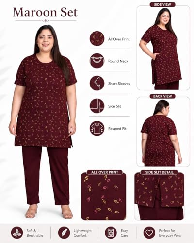 Image of In Love Women's All-Over Printed Cotton Plus Size Longline T-Shirt with Pockets