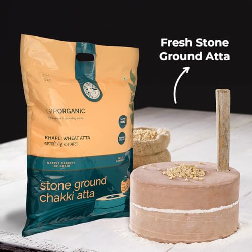 Image of GirOrganic Stoneground 5 kg Khapli Wheat Atta /Flour | Nutrient-Rich Flour for Sourdough, Rotis, and More | Organic, High Protein & Fiber, Sugar Control, Easy Digestion | 100% Whole Emmer Wheat