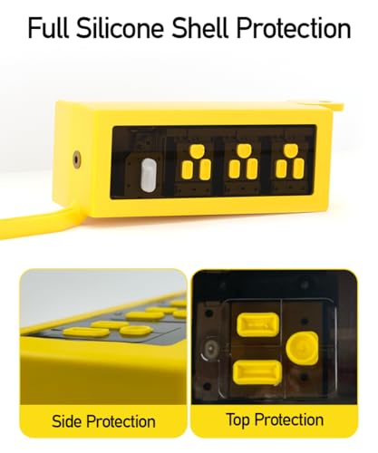 Image of Outdoor Power Strip Weatherproof, ZZJ IP69 Grade Waterproof Surge Protector, 25 FT Outdoor Extension Cord with Stake, 6 AC Outlets,14 AWG Heavy Duty Cord for Outdoor Patio Garden-Yellow