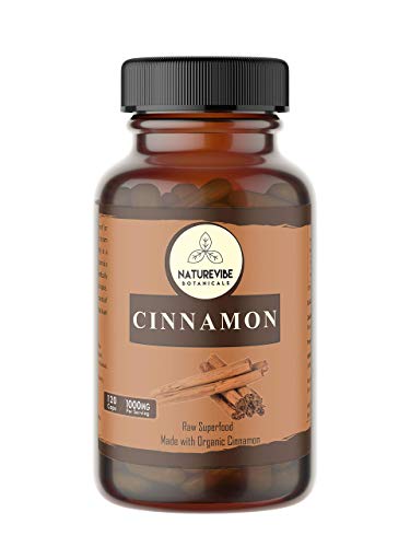 Naturevibe Botanicals Ceylon Cinnamon Capsules, Ultra-Premium 100% Organic Ceylon Cinnamon Powder, 1000mg Per Serving | 120 Veg Capsules