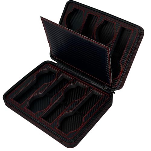 MR Maestro Relojero - Estuche de Almacenamiento para 8 Relojes con Cremallera | Terminado Carbon Fiber | Ideal para Organizar Relojes Tanto Hombre como Mujer, Color Negro | Material Muy Resistente