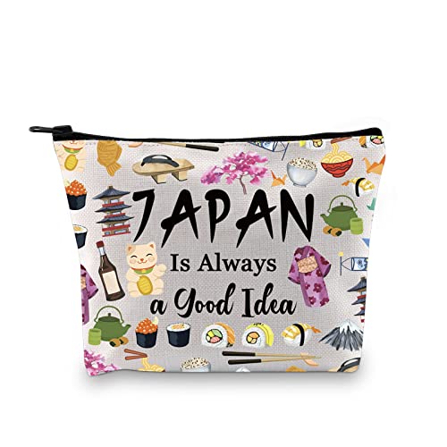 Japan Vacation Gift - Travel Zipper Makeup Bag for Japanese Culture Lovers, Good Idea Japan Eu