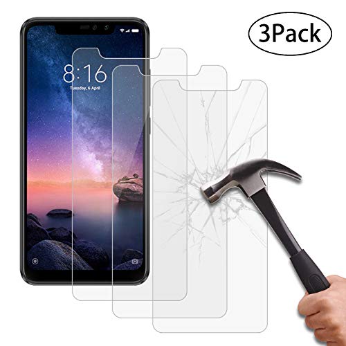 Xiaomi Redmi Note 6 Pro Cristal Templado [3 Unidades] 0,3mm [9H Dureza] [Anti-Scratch] Vidrio Templado Protector de Pantalla para Xiaomi Redmi Note 6 Pro (6,26 Pulgada) [Transparente]