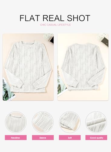 EVALESS Womens Tops Trendy Dressy Casual Long Sleeve Crewneck Basic T Shirts Solid Loose Textured Blouses Outfits4