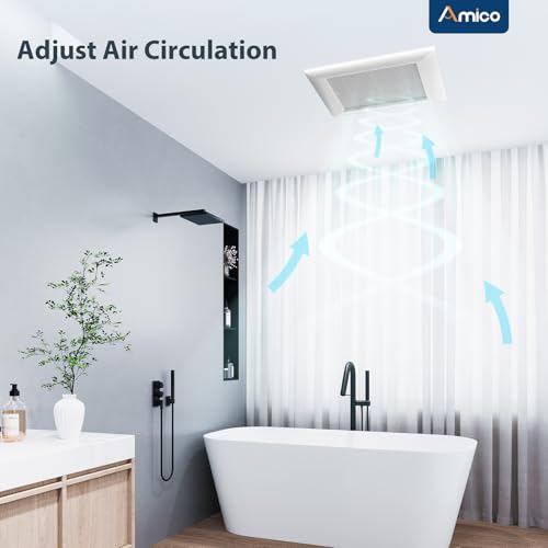 Amico Ventilador de extracción para baño, 1.5 sones, 160 CFM, sin necesidad de acceso a ático, ventilación con rejilla moderna para techo, conducto de 4 pulgadas, abertura en techo de 10.7'' x 10.7'', certificado ETL y FCC miniatura 3