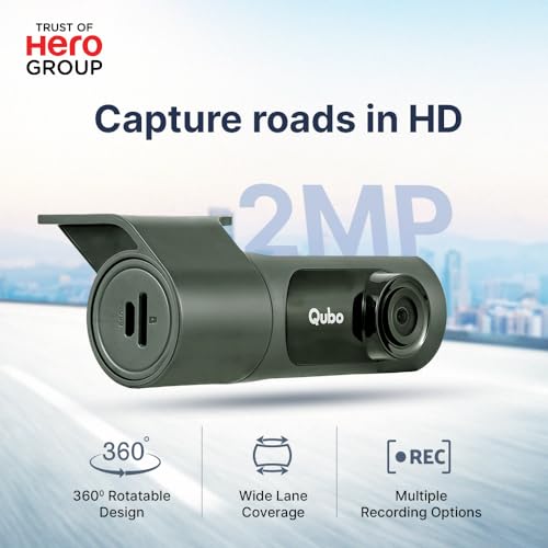 Image of Qubo Car Dashcam Pro X by Hero Group | 3MP 1296P FHD+ Camera | NightPulse Vision | Wide-Angle FOV | Supercapacitor | Built-in Wi-Fi, Mic | App Control | G-Sensor | Up to 1TB Storage | (Alpine Green)