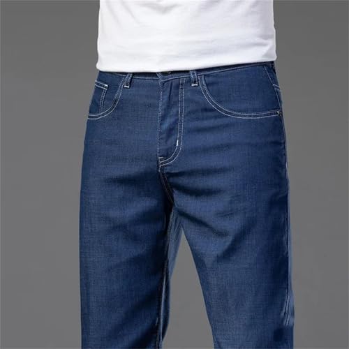 Men's Baggy Jeans Summer Thin Denim Pants Elastic Waist Straight Casual Dark Trousers Plus Size3