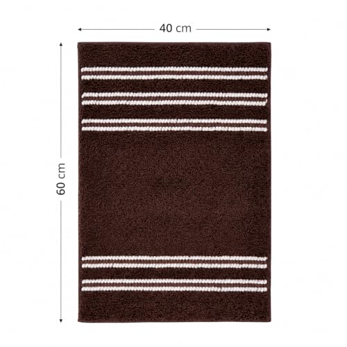 Image of DecorTwist Mosaic Super Soft Microfibre Bath Mat | 2000 GSM Anti-Skid, Quick Dry & Water Absorbent | Non-Slip Mat for Bathroom, Bedroom & Kitchen Floor | 60x40 cm | Style 1 Brown| Pack of 1