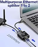 1 to 2 Ethernet Splitter Gigabit 1000Mbps High-Speed Network Switch 1 in 2 Out Ethernet Cable Splitter LAN RJ45 Internet Adapter Connector with DC 5V USB-C Power Cable for Xbox PS5 Laptop PC TV Router - Image 2