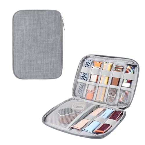 Watch Band Organizer Watch Band Storage Case Waterproof Smart Watch Band Organiser Case Travel Organiser Bag for Watch Bands for Bands and Accessories Watch Band Pin Cable Earphones (Gray)