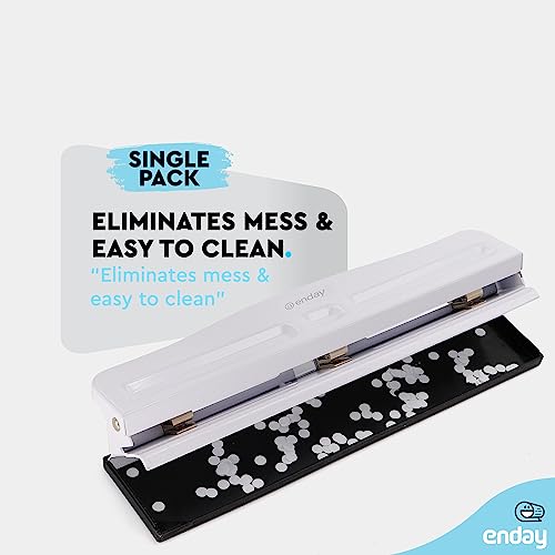 3 Hole Punch Heavy Duty, 3 Ring Hole Puncher for Binder, 10 Sheet Adjustable Paper Punch, Metal Three Hole Punch with Built-in Waste Chip Tray, Desktop 3 Hole Puncher Rubber Base, White - by Enday 4 41nbhlmzEGL