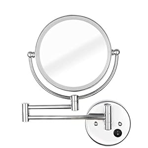 AWERAF Vanity Mirror,Makeup Mirror Vanity Mirror Led Illuminated Double-Sided Wall Mounted Bathroom 3X Magnification 360° Swivel Extendable Cosmetic Mirror