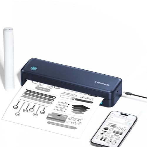 Portable Printers, D820 Thermal Inkless Printer Support Sizes from 8.5" x 11" to 2" Width, Suitable for Smartphone & PC, Blue