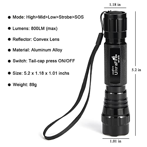 Ultrafire Tactical Flashlight, Wf-501B 800 Lumens Super Bright 5 Mode Mini Led Flashlight,Ipx-65 Waterproof Edc Handheld Torch For Outdoor Camping And Hiking #TOP1