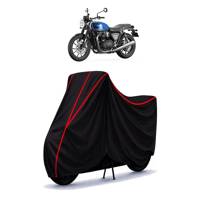 Image of Triumph Street Twin Water Resistant Bike Cover for All Motorcycles & Rain | Heavy Duty Taffeta Fabric | UV Protection, Dustproof, Scratchproof | All Weather Two Wheeler Body Cover with Elastic Bottom