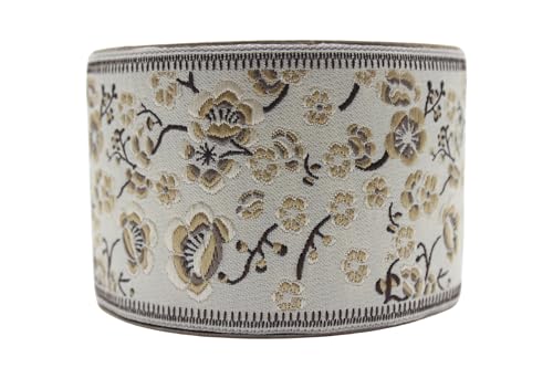 Ruban jacquard brodé floral marron pour rideaux et draperies - 4