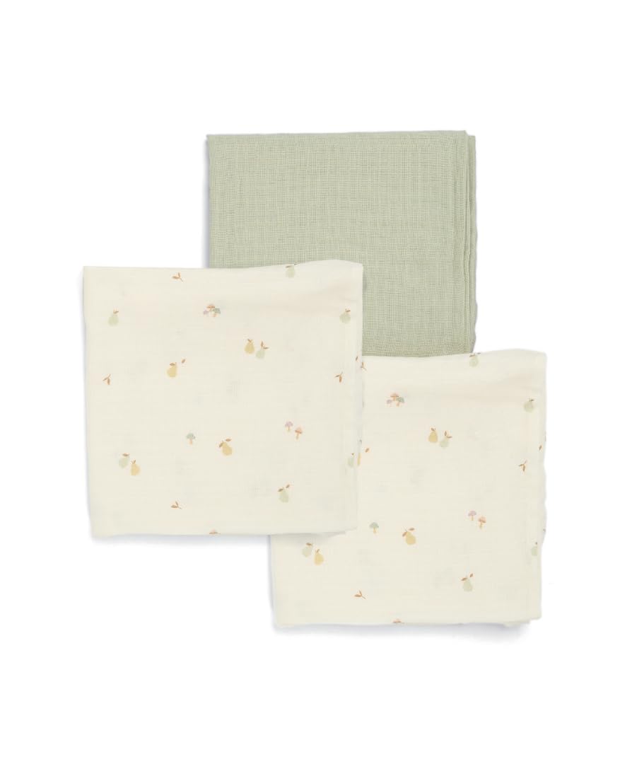Mamas & Papas 3-Pack Large Cotton Muslin Squares (90x90cm) - Orchard